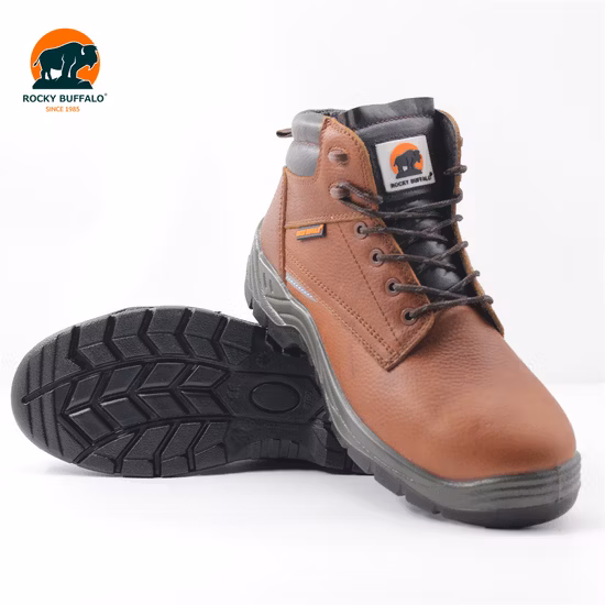 Sapatos de segurança masculinos personalizados com biqueira de aço superior em couro PU sola de borracha sapatos para botas de trabalho